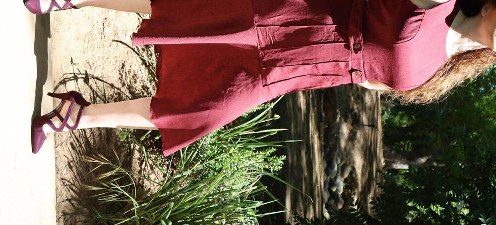 NEW MARA BY TOP LONDON bell shaped midi dress in maroon